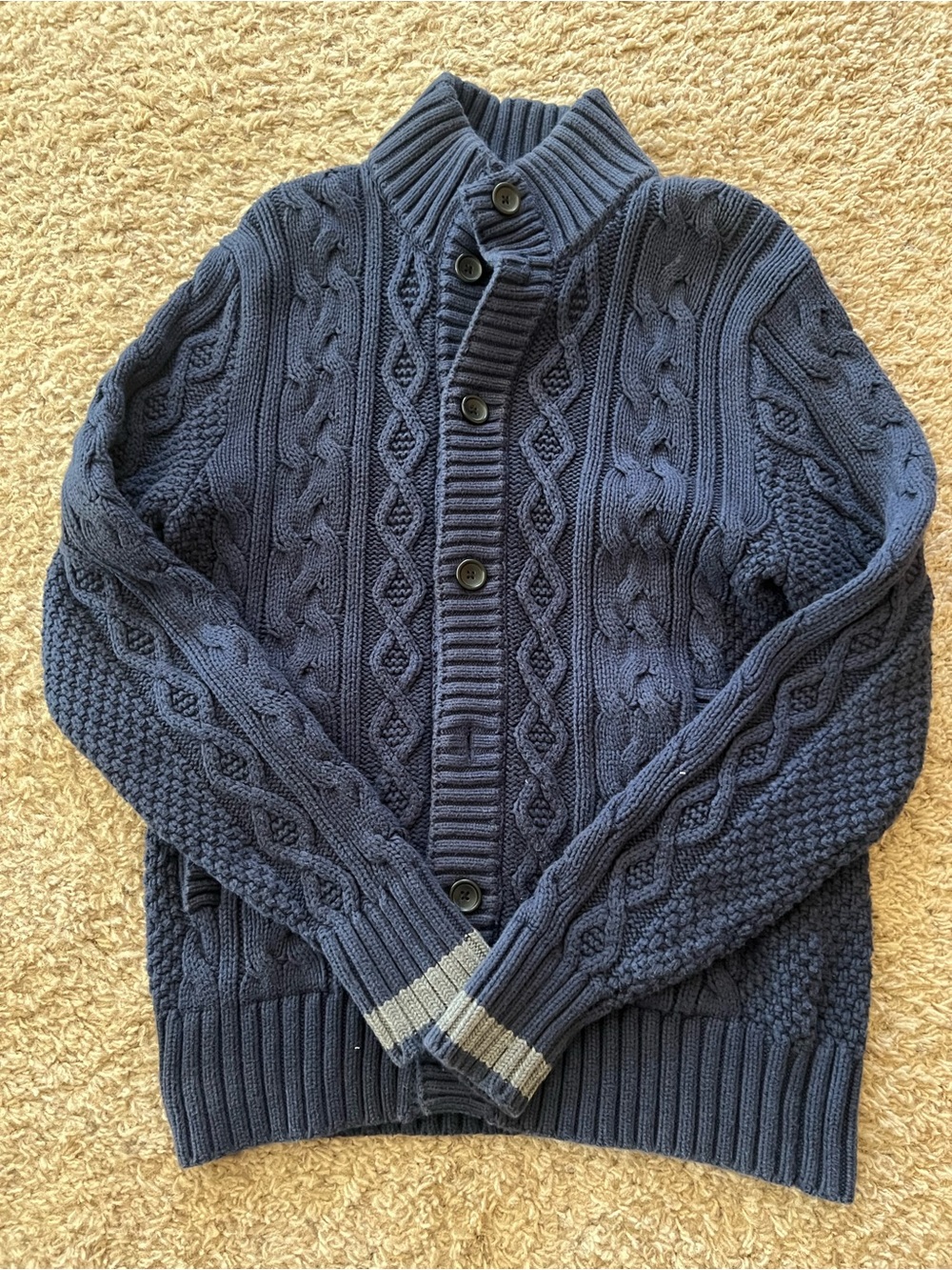 Banana Republic Navy Cable-Knit Shawl Collar Cardigan